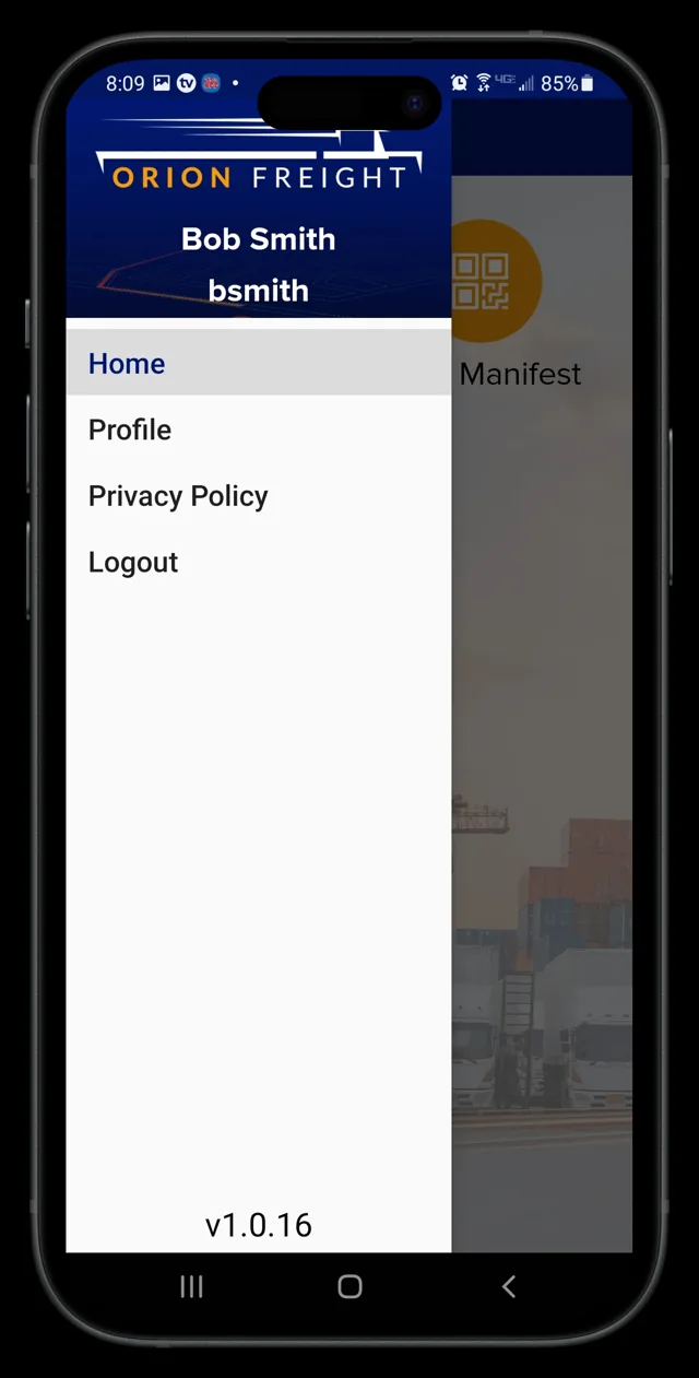 ORION DockMate — navigation menu